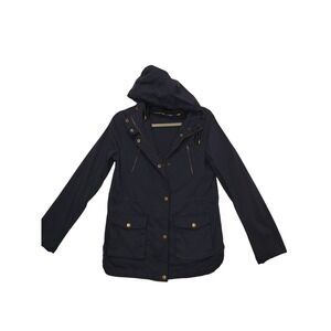 Eden Society Women Med Navy Blue Hooded Anorak Utility Jacket Drawstring Pockets